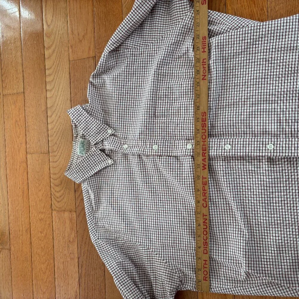 Vintage LL Bean Shirt Mens 17-35 Red Blue‎ Check Single Needle Tailoring Pocket